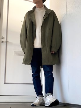 「PUBLUX（パブリュクス）のアイテム（モッズコート）」を使った、kaasuke🐾さん（メンズ・180cm）の春コーディネート