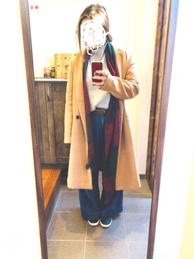 「H&M（エイチ・アンド・エム）のアイテム（チェスターコート）」を使った、ちるさん（レディース・156cm）の冬コーディネート
