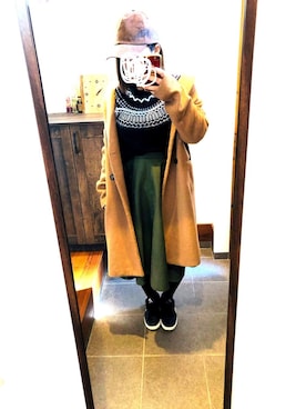 「H&M（エイチ・アンド・エム）のアイテム（チェスターコート）」を使った、ちるさん（レディース・156cm）の冬コーディネート