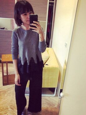 「mamafashion」｜「アイテム（スウェット）」を使った、Rainy Gungさん（レディース・170cm）の冬コーディネート