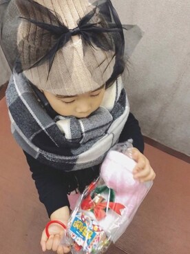 「MIKI HOUSE（ミキハウス）のアイテム（ブーツ）」を使った、ottiii//9歳さん（キッズ・100cm）の冬コーディネート