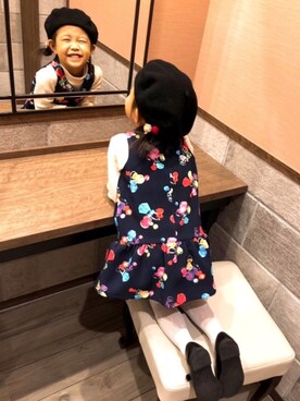 「白タイツ」｜「アイテム（その他）」を使った、ottiii//9歳さん（キッズ・110cm）の秋コーディネート