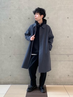 「RECOMMEND  ITEM STYLING」｜「アイテム（ステンカラーコート）」を使った、岸上拓矢さん（メンズ・170cm）の冬コーディネート