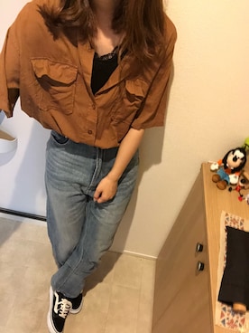 「LOWRYS FARM（ローリーズファーム）のショートＣＰＯシャツ　841006（シャツ/ブラウス）」を使った、saki.さん（レディース・164cm）の秋コーディネート