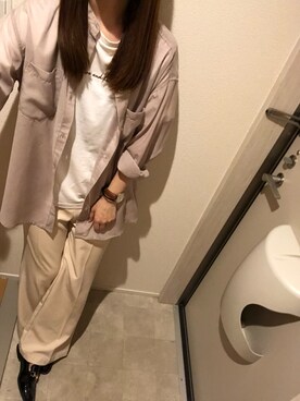 「one way（ワンウェイ）のアイテム（スラックス）」を使った、saki.さん（レディース・164cm）の夏コーディネート