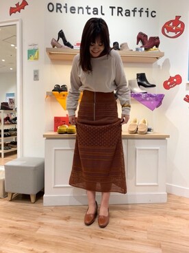 「AMERI」｜「アイテム（スウェット）」を使った、musashikosugiさん（レディース・167cm）の秋コーディネート
