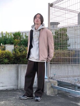 「JUNRED（ジュンレッド）のアイテム（MA-1）」を使った、カズヤさん（メンズ・170cm）の冬コーディネート