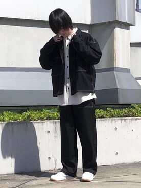 「ステッチ」｜「アイテム（ブルゾン）」を使った、カズヤさん（メンズ・170cm）の春コーディネート