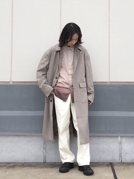 「秋のカフェオレコーデ」｜「アイテム（ステンカラーコート）」を使った、カズヤさん（メンズ・170cm）の秋コーディネート