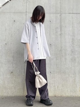 「JUNRED（ジュンレッド）のアイテム（トートバッグ）」を使った、カズヤさん（メンズ・170cm）の夏コーディネート