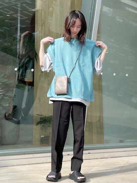 「JUNRED（ジュンレッド）のアイテム（ショルダーバッグ）」を使った、カズヤさん（メンズ・170cm）の夏コーディネート