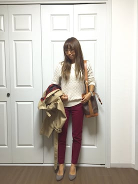 ケーブルニット クルーネック セーターを使ったその他ユーザーのレディース人気ファッションコーディネート Wear