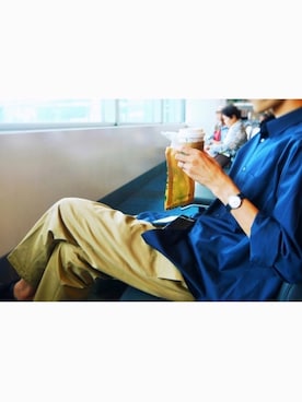 「SCYE BASICS（サイベーシックス）のアイテム（チノパンツ）」を使った、にこさん（メンズ・185cm）の秋コーディネート
