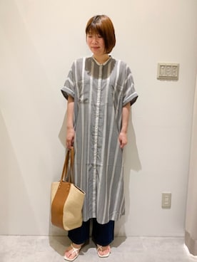 「トングサンダル」｜「アイテム（シャツワンピース）」を使った、mrimri9994さん（レディース・159cm）の夏コーディネート