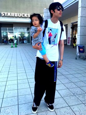 「STARTER BLACK LABEL（スターターブラックレーベル）のアイテム（Tシャツ/カットソー）」を使った、よっしーDAKARAツイスターズ証券吉村さん（メンズ・185cm）の夏コーディネート