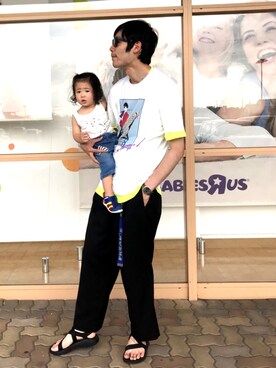 「STARTER BLACK LABEL（スターターブラックレーベル）のアイテム（Tシャツ/カットソー）」を使った、よっしーDAKARAツイスターズ証券吉村さん（メンズ・185cm）の夏コーディネート