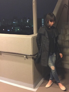 「バーバリー」｜「アイテム（その他アウター）」を使った、みぃさん（レディース・170cm）の春コーディネート
