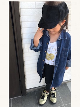 「no brand（ノーブランド）のアイテム（デニムジャケット）」を使った、Ⓜ︎in♪♪さん（キッズ・110cm）の秋コーディネート