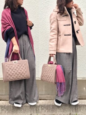 「グレンチェック」｜「アイテム（ダッフルコート）」を使った、Taiyou（たいよう）さん（レディース・154cm）の秋コーディネート