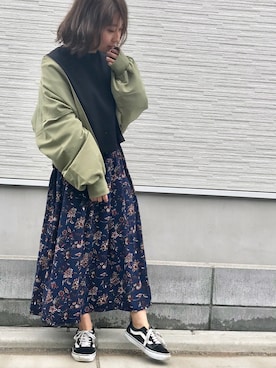 「袖ボリューム」｜「アイテム（ブルゾン）」を使った、Taiyou（たいよう）さん（レディース・154cm）の春コーディネート