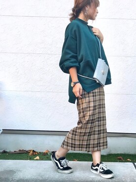 「タータンチェック」｜「アイテム（アナログ腕時計）」を使った、Taiyou（たいよう）さん（レディース・154cm）の夏コーディネート