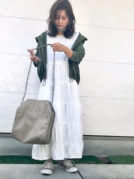 「BASE（ベース）のアイテム（ワンピース/ドレス）」を使った、Taiyou（たいよう）さん（レディース・152cm）の春コーディネート