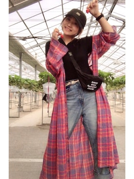 「14+（イチヨンプラス）のUSAコットンキャップ（キャップ）」を使った、Taiyou（たいよう）さん（レディース・152cm）の春コーディネート