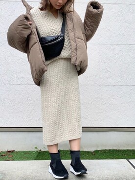 「ジーユーコーデ」｜「アイテム（ダウンジャケット/コート）」を使った、Taiyou（たいよう）さん（レディース・153cm）の秋コーディネート
