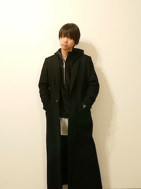 「SHAREEF（シャリーフ）のアイテム（チェスターコート）」を使った、ぽろさん（メンズ・165cm）の秋コーディネート