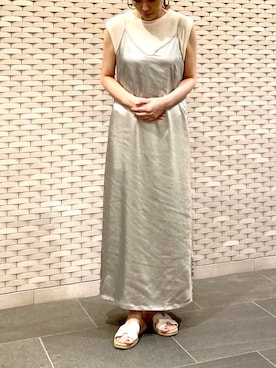 「サテンキャミワンピ」｜Ayuさん（レディース・161cm）の夏コーディネート