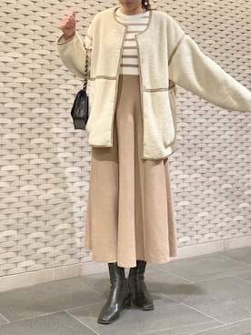 「KOBE LETTUCE（コウベレタス）のアイテム（ムートンコート）」を使った、Ayuさん（レディース・161cm）の冬コーディネート