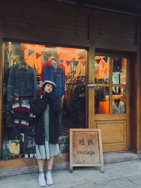 「アイテム（ダッフルコート）」を使った、Ma Ggieさん（レディース・158cm・10代）の冬コーディネート