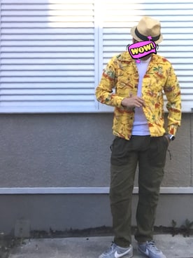 「Abercrombie&Fitch（アバークロンビーアンドフィッチ）のアイテム（カーゴパンツ）」を使った、joekoolさん（メンズ・174cm）の春コーディネート