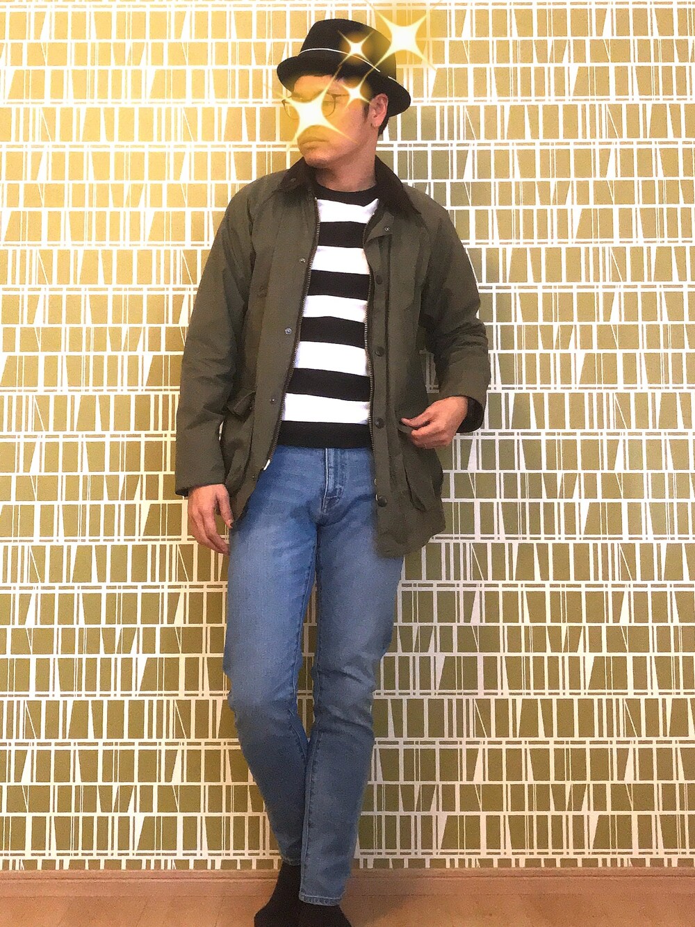 「バブアー、ゾゾデニム、zozoデニム、ZOZO、パステル映える春、今日のコーデ、大人カジュアル、春コーデ、お洒落さんとつながりたい、デニム」｜「NEW YORK HATのアイテム（ハット、ブラック系）」を使った、joekoolさん（メンズ・174cm）の春コーディネートの1枚目の写真