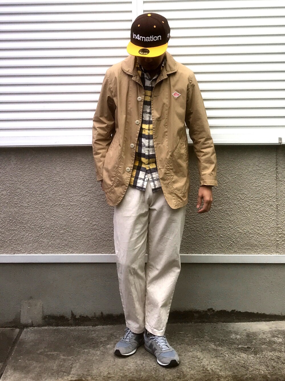 「シンプル、スニーカー、ダントン、ジムフレックス、春、オトナカジュアル、きれいめカジュアル、いいね、save、フォローお願いします🤑、今日のコーデ」｜「IN4MATIONのアイテム（キャップ、ブラウン系）」を使った、joekoolさん（メンズ・174cm）の春コーディネートの1枚目の写真
