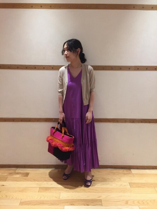 美品✨ユナイテッドアローズ　コットン Vネック マキシワンピース　コットン　36 UNITED ARROWS（ユナイテッドアローズ）の「□UWSC コットン V