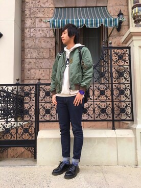 「アイテム（腕時計、パープル系）」を使った、りょーたさん（メンズ・176cm）の春コーディネート