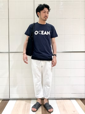 「CIAOPANIC TYPY（チャオパニックティピー）のアイテム（サンダル）」を使った、おがしょーさん（メンズ・178cm）の夏コーディネート