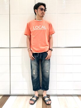 「oblekt（オブレクト）のアイテム（パンツ）」を使った、おがしょーさん（メンズ・178cm）の夏コーディネート