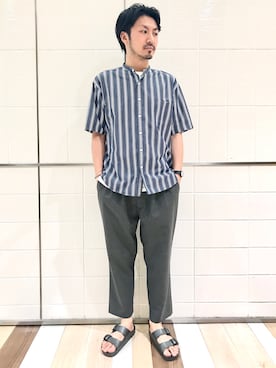「UNIVERSAL PRODUCTS（ユニバーサルプロダクツ）のアイテム（スラックス）」を使った、おがしょーさん（メンズ・178cm）の夏コーディネート