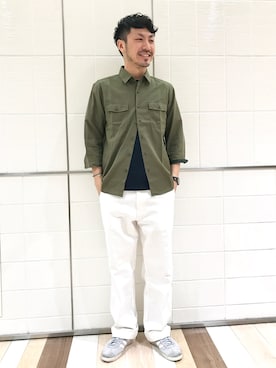 綿麻スラブサファリシャツを使ったメンズ人気ファッションコーディネート Wear
