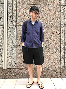 「ITTY BITTY（イッティービッティー）のアイテム（トップス）」を使った、おがしょーさん（メンズ・178cm）の夏コーディネート