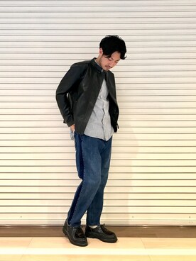 「CIAOPANIC TYPY（チャオパニックティピー）のアイテム（ライダースジャケット）」を使った、おがしょーさん（メンズ・178cm）の秋コーディネート