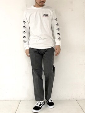 「VANS（バンズ）のアイテム（Tシャツ/カットソー）」を使った、おがしょーさん（メンズ・178cm）の冬コーディネート