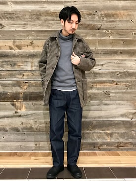 「DANTON（ダントン）のアイテム（カバーオール）」を使った、おがしょーさん（メンズ・178cm）の冬コーディネート