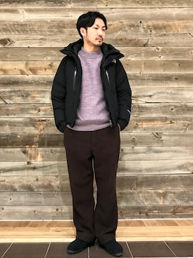 「YAECA」｜「アイテム（スリッポン）」を使った、おがしょーさん（メンズ・178cm）の冬コーディネート