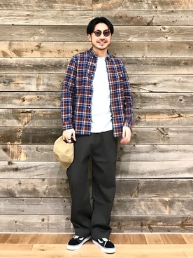 「Gramicci（グラミチ）のアイテム（帽子）」を使った、おがしょーさん（メンズ・178cm）の春コーディネート
