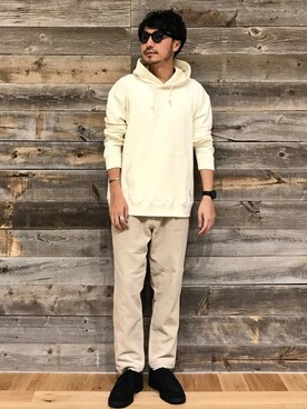 「KLEMAN（クレマン）のアイテム（モカシン/デッキシューズ）」を使った、おがしょーさん（メンズ・178cm）の秋コーディネート