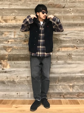 「GYMPHLEX（ジムフレックス）のアイテム（その他アウター）」を使った、おがしょーさん（メンズ・178cm）の秋コーディネート