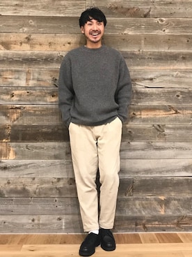 「KLEMAN（クレマン）のアイテム（モカシン/デッキシューズ）」を使った、おがしょーさん（メンズ・178cm）の秋コーディネート